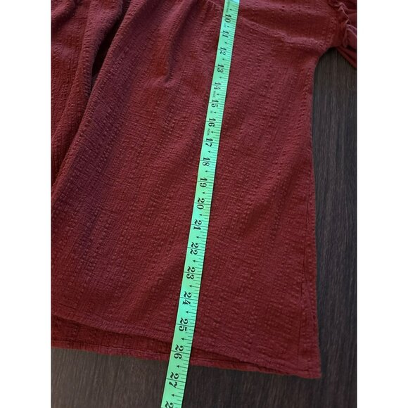 Lovecolette Rust 100% Cotton Textured Long Sleeve V-Neck Blouse Size Large - Picture 7 of 7